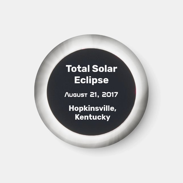 Íman Total de Eclipse Solar BW por Local 2017 (Frente)