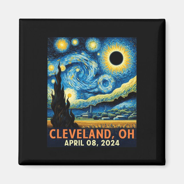 Íman Total Solar Eclipse 2024 Cleveland Ohio Starry Nig (Frente)