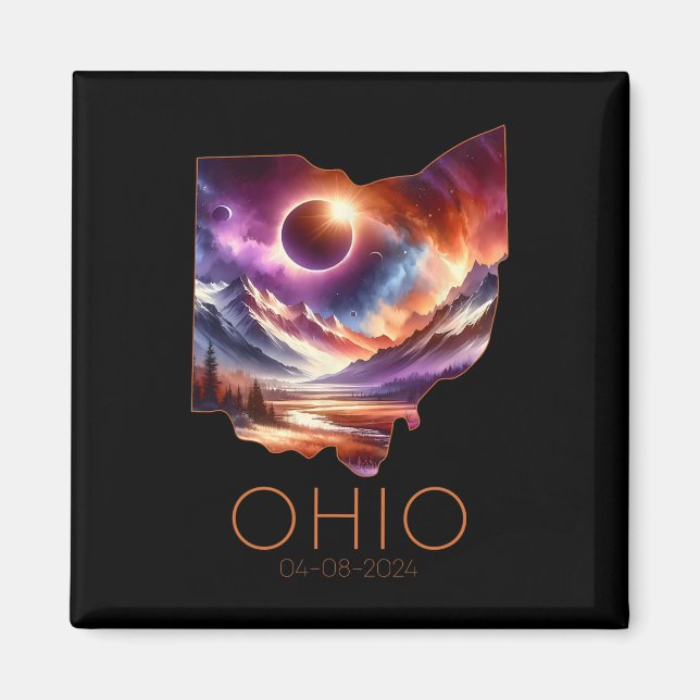 Íman Total Solar Eclipse 2024 State Ohio Totality April (Frente)