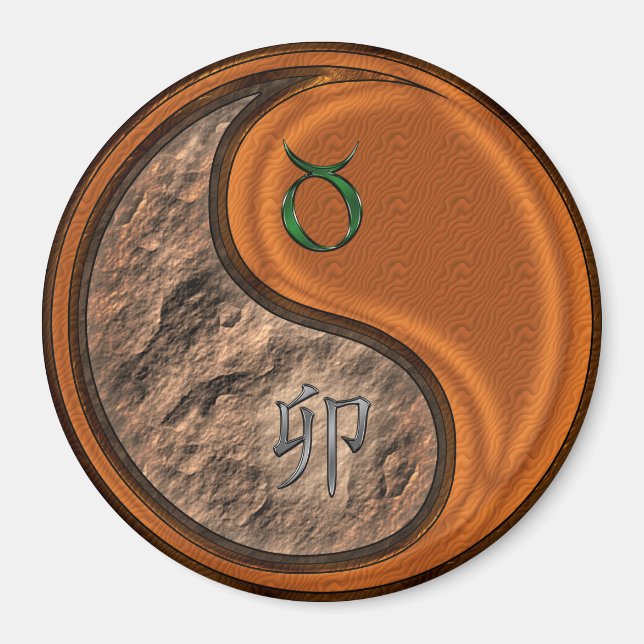 Íman Touro & Coelho de Madeira (Frente)