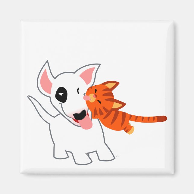 Íman Touro de Cartoon Bonito Terrier e Magnetos de Kitt (Frente)