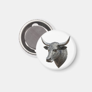 Íman Touro de Prata Céltico Cabeça Viking Céltico