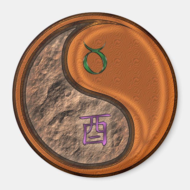 Íman Touro & Galo de Madeira (Frente)