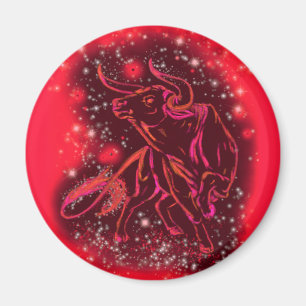 Íman Touro Néon Vermelho Magico Correndo - Noite Estre