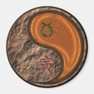 Íman Touro & Tigre de Madeira