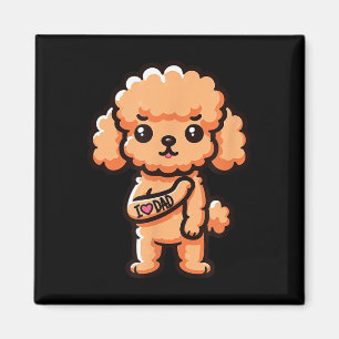 Íman Toy Poodle I Adoro Pai Engraçado Cachorro Tatuagem