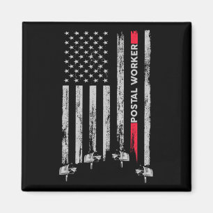 Íman Trabalhador Postal Vintage EUA Bandeira Americana