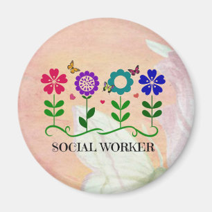 Íman Trabalhador Social, Design Pastel Springtime,