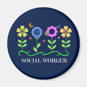 Íman Trabalhador Social.. Flores, Corações e Borboletas