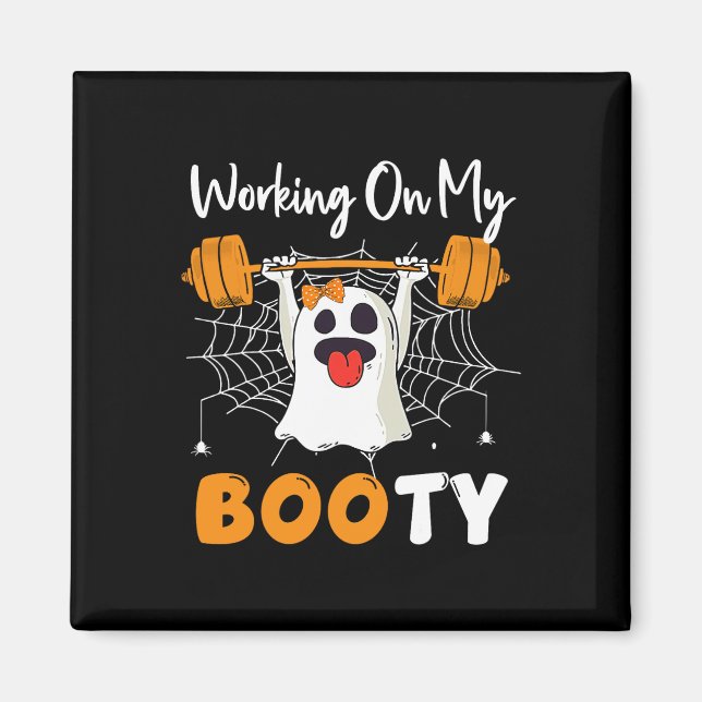Íman Trabalhando No Meu Ghost Boo Gym Halloween Engraça (Frente)