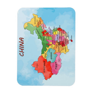 Íman Trabalho de arte de aquarela do China Map