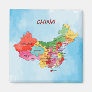 Íman Trabalho de arte de aquarela do China Map