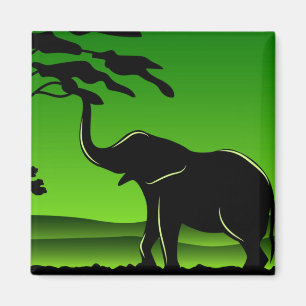 Íman Trabalho de arte de Silhouette Elefante Verde