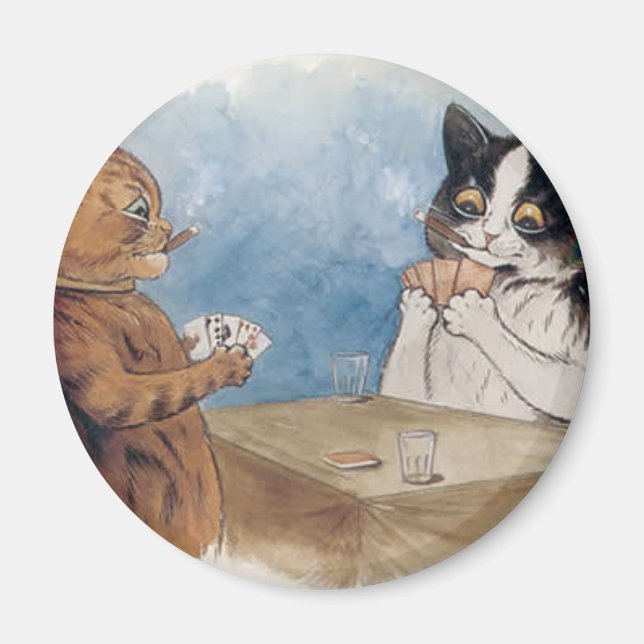 Íman Trabalho de arte do Poker Cats por Louis Wain (Frente)