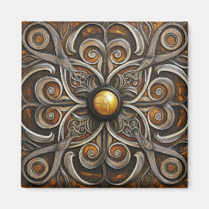 Íman Trabalho de Rolo Ornamentado com Centro Dourado