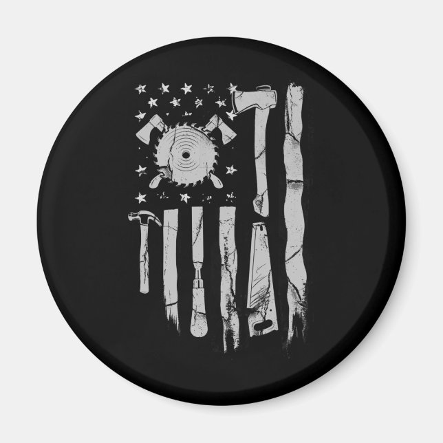 Íman Trabalho em Madeira Carpinteiro com Bandeira Ameri (Frente)