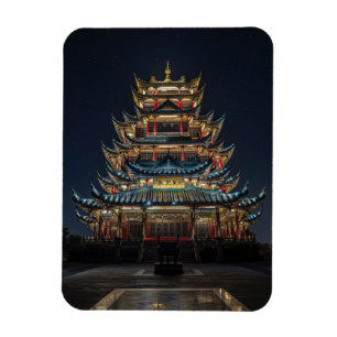 Íman Tradicional Japonês: Building Lights up Night Sky