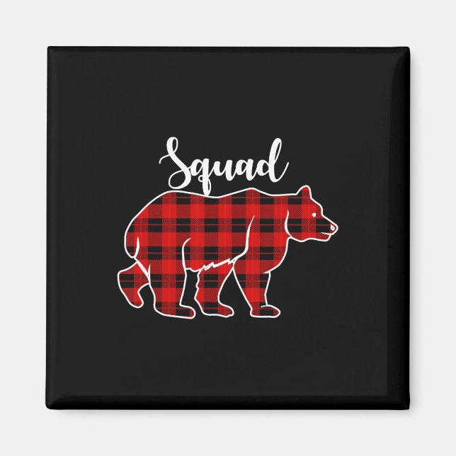 Íman Traje de Natal Xadrez Vermelho do Urso Squad Combi (Frente)