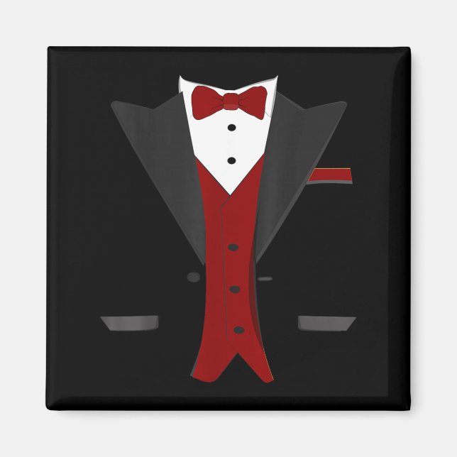 Íman Traje de Tuxedo de Halloween - Casamento de Terno  (Frente)