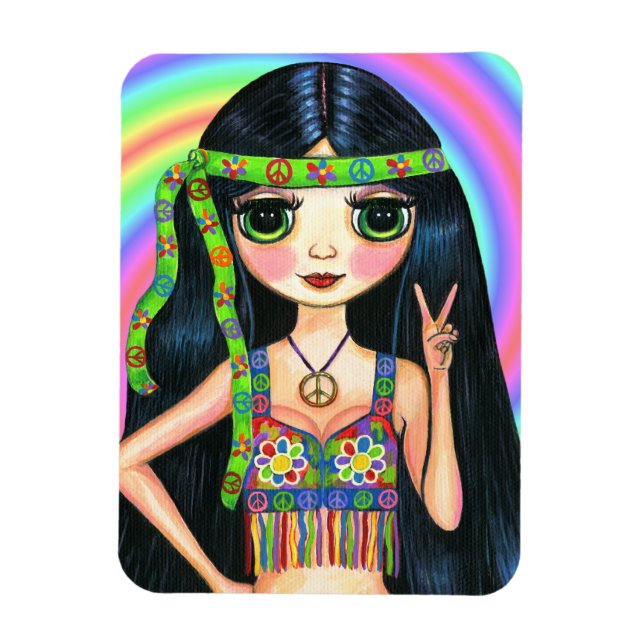 Íman Tranquilizar Hippie Girl Big Eyed Cutie (Vertical)