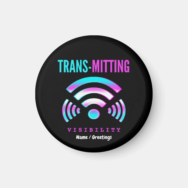 Íman Trans-missão Visibilidade Moderno Glitch Transgêne (Frente)