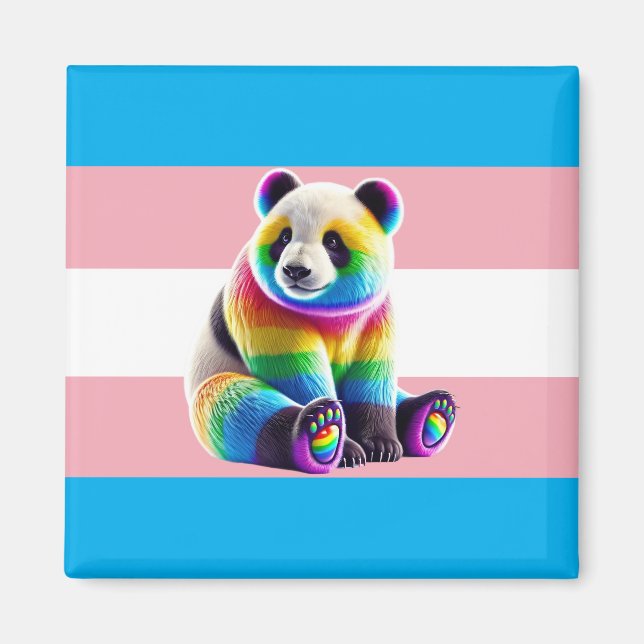 Íman Transgender Pride Flag with Rainbow Panda (Frente)