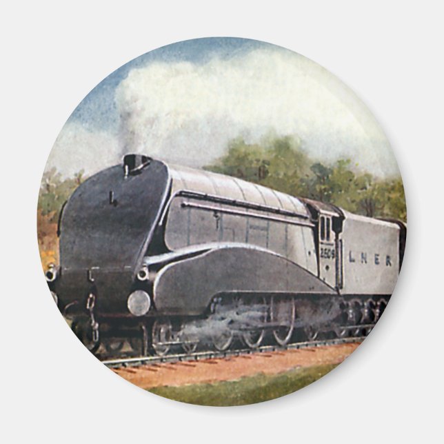 Íman Transporte Vintage, Trem Bala Prateado Moderno (Frente)