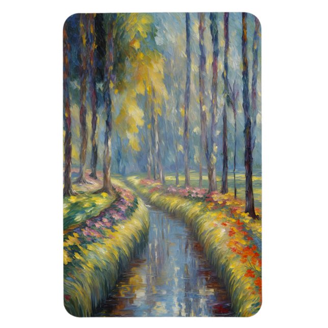 Íman Traquil River Path Impressionista Paisagem (Vertical)