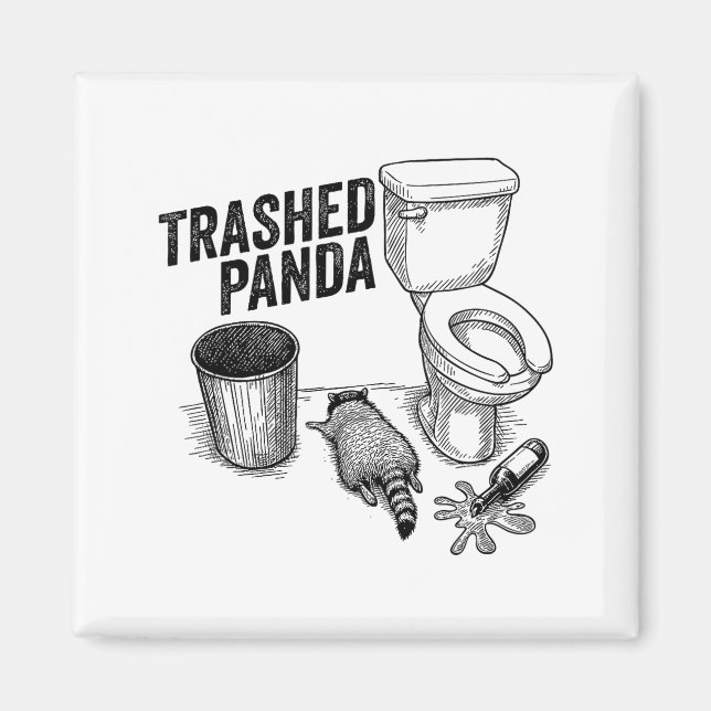 Íman Trashed Panda, Funny Drunk Raccoon, Trash Panda Hu (Frente)
