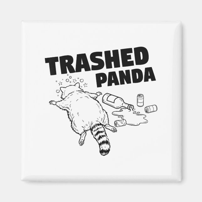 Íman Trashed Panda Funny Drunk Racoon  (Frente)