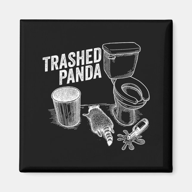 Íman Trashed Panda Funny Drunk Racoon  (Frente)