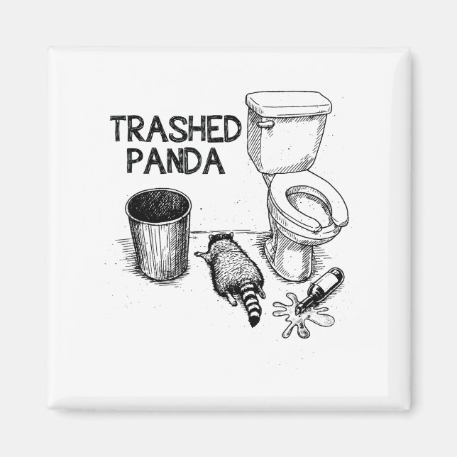 Íman Trashed Panda Funny Drunk Racoon  (Frente)