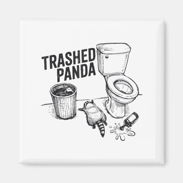 Íman Trashed Panda Funny Drunk Racoon  (Frente)