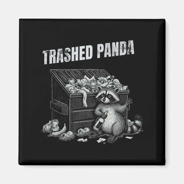 Íman Trashed Panda Funny Drunk Racoon Cool Animals Grap (Frente)
