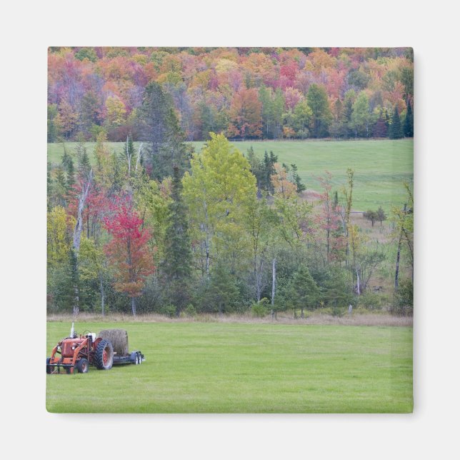 Íman Trator com fardo de feno em campo verde com (Frente)