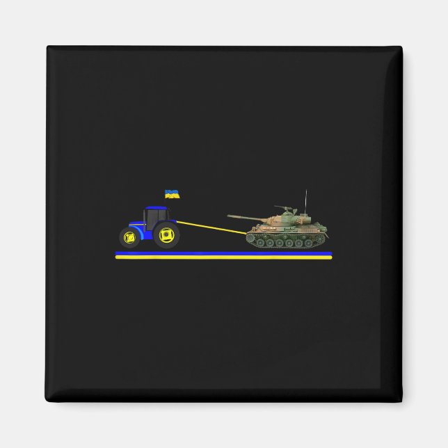 Íman Trator Ucraniano Rebocando Tanque Com Bandeira da  (Frente)