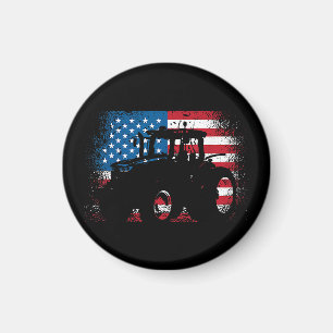 Íman Trator USA Flag design for Patriotic Farmer