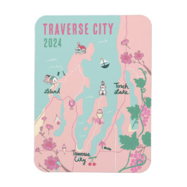 Íman Traverse City Michigan Wine and Cherry Map