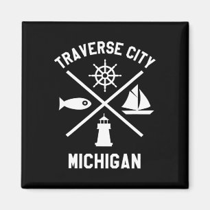 Íman Traverse City Norte Michigan Tee Sailing Boaty