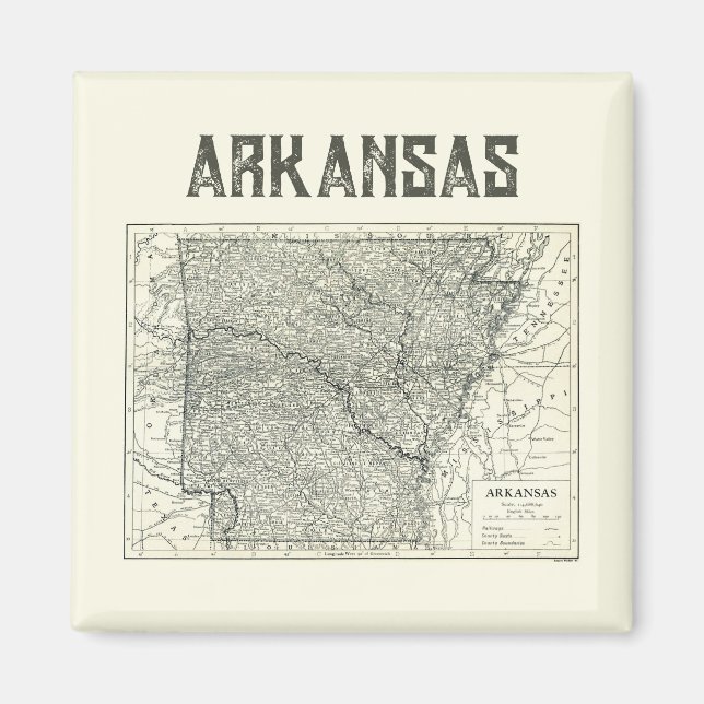 Íman Travesseira com Mapa Antigo do Arkansas (Frente)