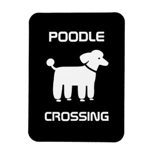 Íman Travessia de Poodle - Branco no Preto - Personaliz