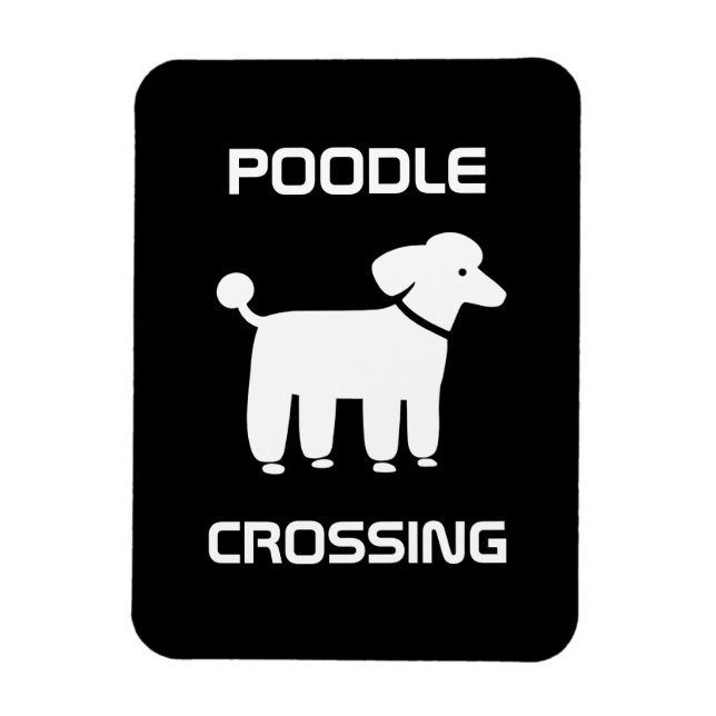 Íman Travessia de Poodle - Branco no Preto - Personaliz (Vertical)