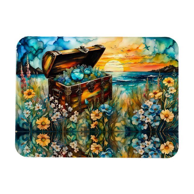 Íman Treasure Chest de Jardim de Flores Selvagens (Horizontal)