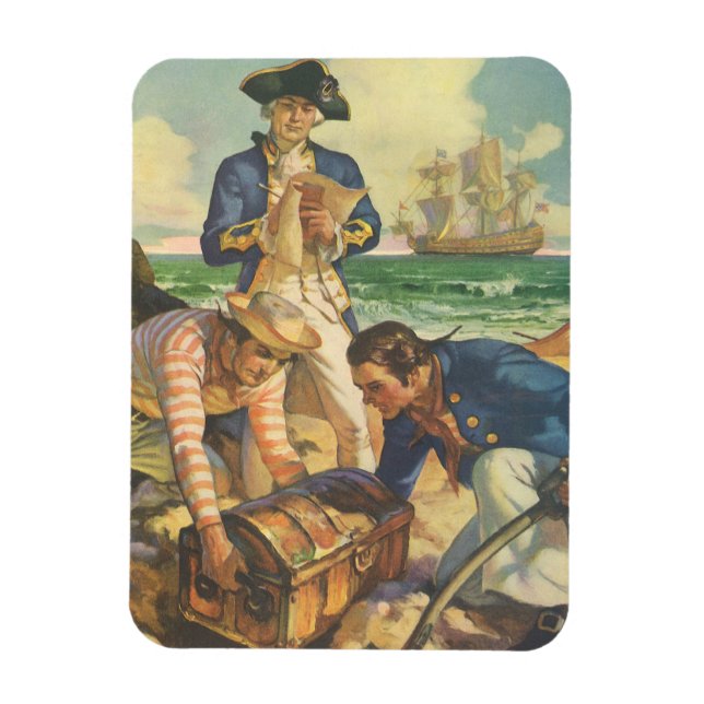 Íman Treasure Island, Vintage Fairy Tale Pirates (Vertical)