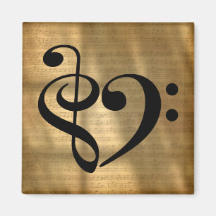 Íman Treble Clef Bass Clef Clef Heart Sheet Music