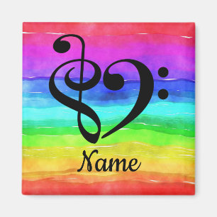 Íman Treble Clef Bass Clef Music Heart Personalizado
