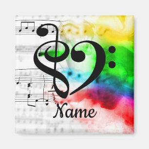 Íman Treble Clef Bass Clef Music Heart Personalizado