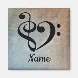 Íman Treble Clef Bass Clef Music Heart Personalizado