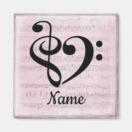 Íman Treble Clef Bass Clef Music Heart Personalizado