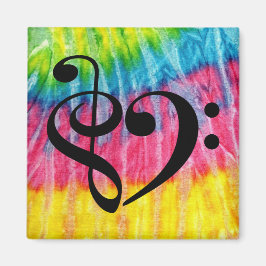 Íman Treble Clef Bass Clef Music Heart Rainbow Tie-Dye
